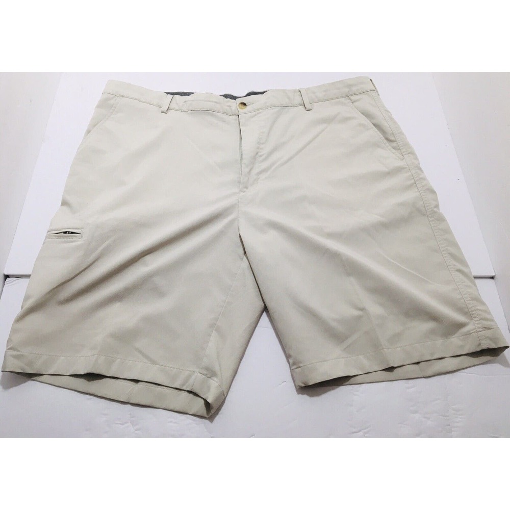 Greg Norman Golf Shorts Men's Light Tan Polyester Spandex Size 42 Made in Jordan